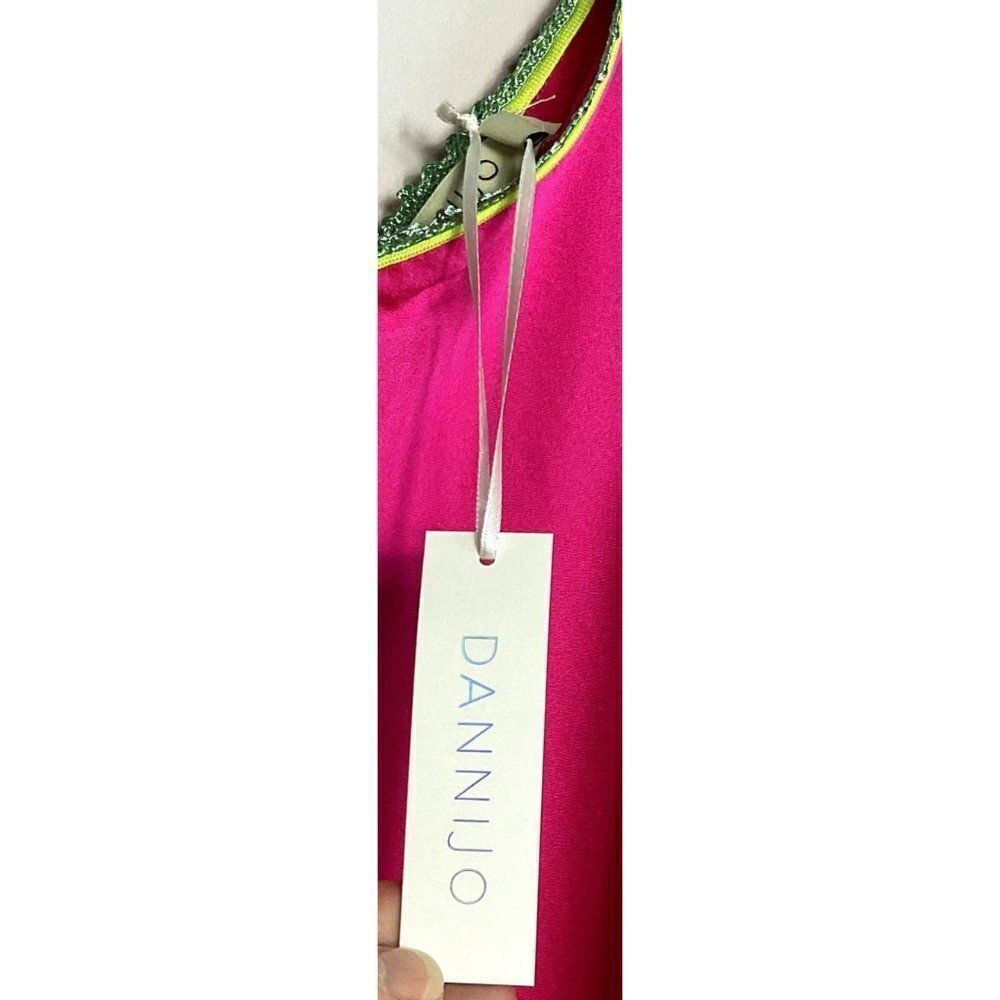NWT Dannijo Acid Pink Lace-Trim Mini Slip Dress, Silk, Size Small - Picture 14 of 14
